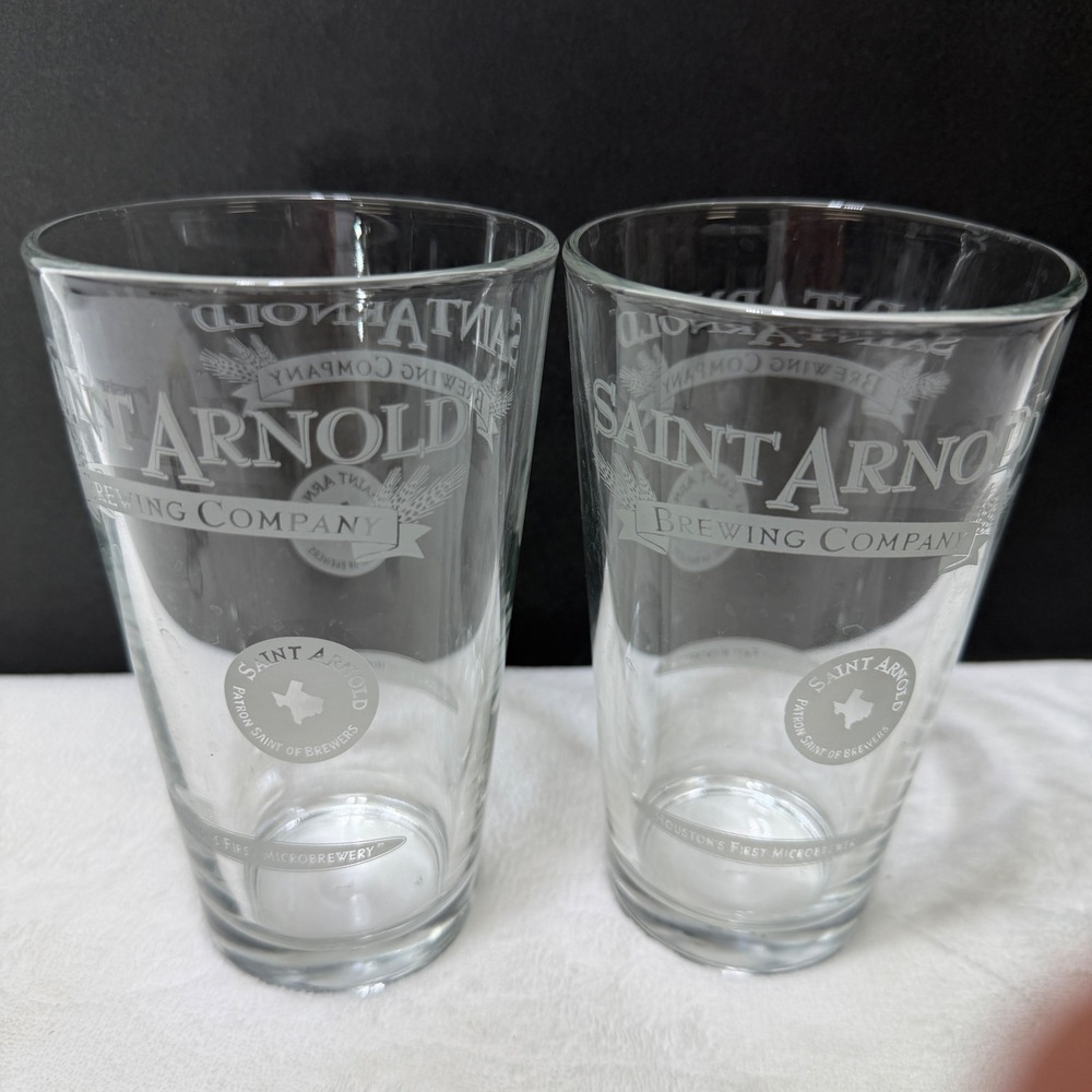 Saint Arnold Brewing‎ Company Houston Texas Etched Pint Glass Set of 2